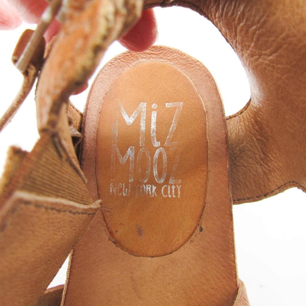 Miz Mooz Women Tan Leather Platform Wedge Sandals Back Zip Size 37 Portugal - Picture 7 of 10
